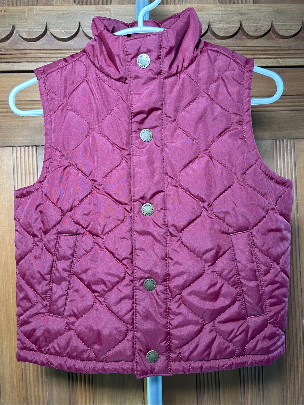 Janie and Jack Quilted Snap-Front Wine Red Vest Toddler Size 2T